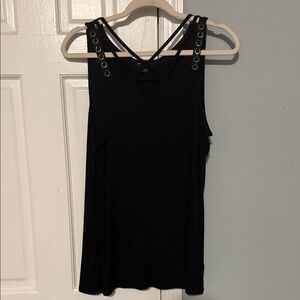 Rock & Republic Black Tank Top with Grommet Strap Detail